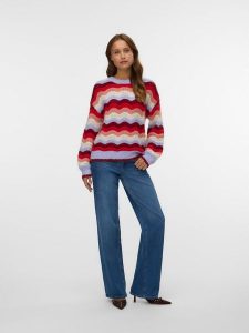 Vero Moda Sweter w kolorze czerwono-lawendowym rozmiar: XS. Czerwone swetry oversize Vero Moda, s, bez wzorów, z materiału, bez ramiączek. Za 113,99 zł.
