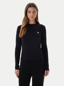 Guess Bluzka V6RI00 KD741 Czarny Slim Fit. Czarne bluzki Guess, s, z aplikacjami, z bawełny, bez kołnierzyka, bez ramiączek. Za 199,99 zł.