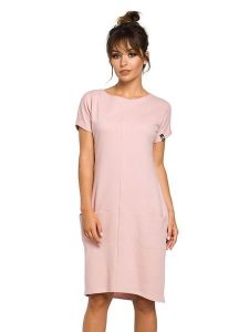 Be Wear Sukienka w kolorze jasnoróżowym rozmiar: L. Różowe sukienki Be Wear, na co dzień, l, bez wzorów, bez kołnierzyka, bez ramiączek, midi, proste. Za 199,03 zł.