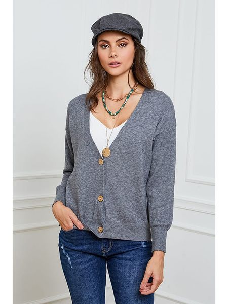 Joséfine Kardigan "Gino" w kolorze szarym rozmiar: L. Szare kardigany Joséfine, z kaszmiru. Za 199,95 zł.