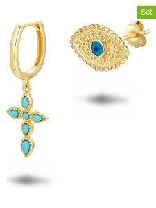 Les Favorites 2-częściowy zestaw pozłacanych kolczyków rozmiar: onesize. Niebieskie kolczyki Les Favorites, pozłacane. Za 121,99 zł.