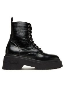 Tommy Jeans Trzewiki Tjw Chunky Shiny EN0EN02848 Czarny. Czarne botki Tommy Jeans, bez wzorów, z jeansu, bez obcasa, na płaskiej podeszwie, bez zapięcia. Za 599,99 zł.