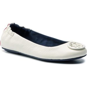 Baleriny TOMMY HILFIGER - Flexible Leather Ballerina FW0FW04073 Whisper White 121. Balerinki marki TOMMY HILFIGER. Za 399,00 zł.