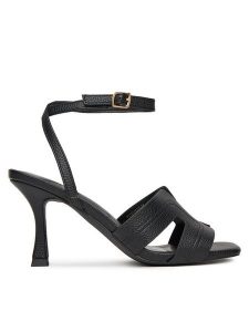 JENNY Sandały R25SS00542 Czarny. Czarne sandały Jenny, bez wzorów, ze skóry, bez obcasa, na szpilce, bez zapięcia. Za 129,99 zł.