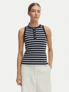 Tommy Hilfiger Top WW0WW49251 Granatowy Slim Fit. Niebieskie topy TOMMY HILFIGER, m, bez wzorów, z bawełny, bez kołnierzyka, bez ramiączek. Za 189,99 zł.
