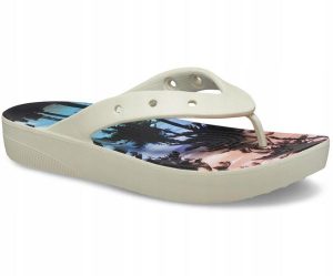 Japonki Dla Dorosłych Crocs Classic Platform Retro Resort Flip. Brązowe klapki Crocs, bez wzorów, z materiału, bez obcasa. Za 99,99 zł.
