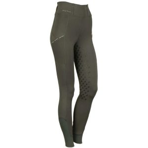Damskie legginsy jeździeckie z pełną przyczepnością Harry's Horse Just Ride. Zielone legginsy HARRYS HORSE, bez wzorów, z elastanu, z podwyższonym stanem. Za 278,50 zł.