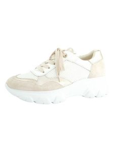 Paul Green Skórzane sneakersy w kolorze złoto-białym rozmiar: 39. Białe trampki Paul Green, bez wzorów, z materiału, bez zapięcia. Za 384,95 zł.
