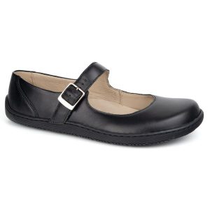 Baleriny barefoot damskie Olivier 1286 z klamerką czarne. Czarne balerinki bez wzorów, ze skóry, bez obcasa, na płaskiej podeszwie, bez zapięcia. Za 468,83 zł.