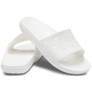 Crocs klapki damskie Classic Slide białe 206121 100. Białe klapki Crocs, bez wzorów, bez obcasa. Za 109,99 zł.