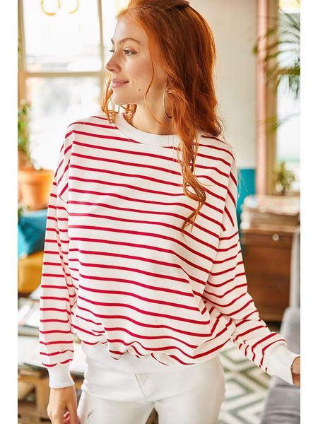 Olalook Bluza w kolorze biało-czerwonym rozmiar: L. Białe bluzy Olalook, l, bez wzorów, bez kaptura. Za 78,66 zł.