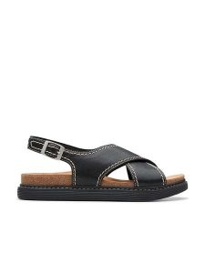Clarks Skórzane sandały "Arwell Sling" w kolorze czarnym rozmiar: 37. Czarne sandały Clarks, bez wzorów, z otwartym noskiem, bez obcasa, bez zapięcia. Za 189,29 zł.