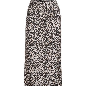 Spódnica z rozcięciem i nadrukiem w cętki leoparda bonprix czarno-beżowy. Spódnice marki bonprix. Za 79,99 zł.