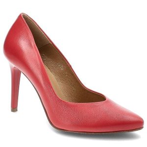 Czerwone Czółenka Clasicco Damskie Eleganckie Obuwie. Czerwone czółenka Clasicco, bez wzorów, ze skóry, bez obcasa, na obcasie, bez zapięcia. Za 259,00 zł.