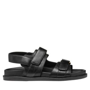 Sandały Geox. Czarne sandały Geox, bez wzorów, bez obcasa, na płaskiej podeszwie, bez zapięcia. Za 569,99 zł.