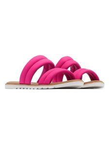 Sorel Skórzane klapki "Ella II" w kolorze różowym rozmiar: 38. Różowe klapki Sorel, bez wzorów, z otwartym noskiem, bez obcasa. Za 127,95 zł.