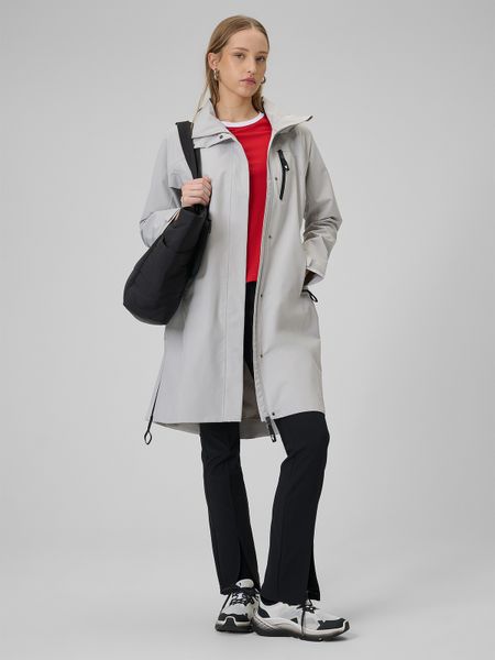 4F Płaszcz membrana 8000 damski - szary XS. Szare płaszcze 4f, xs, bez wzorów, ze skóry, bez kaptura. Za 499,99 zł.