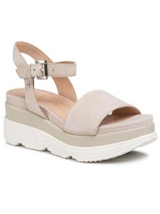 Geox Sandały D Gardenia C D02HBC 00021 C6738 Beżowy. Brązowe sandały Geox, bez wzorów, ze skóry, bez obcasa, na koturnie, bez zapięcia. Za 329,99 zł.