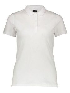 4F Koszulka polo w kolorze białym rozmiar: M. Białe bluzki 4f, m, bez wzorów, z bawełny, bez kołnierzyka, bez ramiączek. Za 65,54 zł.