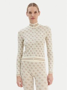 Guess Bluza V5BP08 K2000 Beżowy Slim Fit. Brązowe bluzy Guess, l, z aplikacjami, z syntetyku, bez kaptura. Za 299,99 zł.