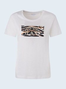 Pepe Jeans Koszulka "Caitlin" w kolorze białym rozmiar: XS. Białe bluzki Pepe Jeans, xs, bez wzorów, z jeansu, bez kołnierzyka, bez ramiączek. Za 79,03 zł.
