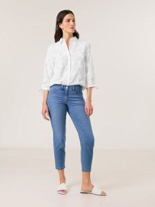 Gerry Weber Dżinsy - Slim fit - w kolorze niebieskim rozmiar: 40. Niebieskie jeansy Gerry Weber, z aplikacjami, ze skóry. Za 224,52 zł.