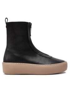 HÖGL Botki 8-100250 Czarny. Czarne botki HÖGL, bez wzorów, ze skóry, bez obcasa, na płaskiej podeszwie, bez zapięcia. Za 579,99 zł.