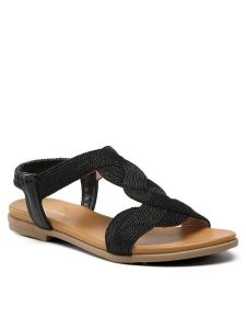 Clara Barson Sandały WS120703-01 Czarny. Czarne sandały Clara Barson, bez wzorów, z materiału, bez obcasa, na płaskiej podeszwie, bez zapięcia. Za 79,99 zł.