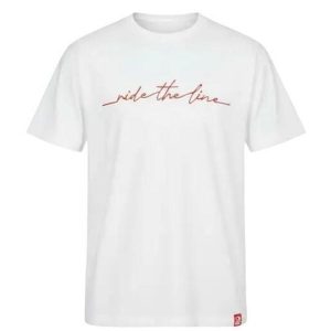 Odzież T-shirts unisex SkatePro RIDE THE LINE Koszulka - XL - Biały. Biała bluzki SKATEPRO, xl, bez wzorów, eleganckie, bez kołnierzyka, bez ramiączek. W wyprzedaży za 97,99 zł.