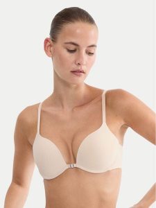 Triumph Biustonosz push-up Pure Micro 10226410 Beżowy. Brązowe biustonosze Triumph, bez wzorów, z syntetyku. Za 169,99 zł.