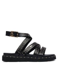 Patrizia Pepe Sandały PPJ397.31 Czarny. Czarne sandały Patrizia Pepe, bez wzorów, ze skóry, bez obcasa, na płaskiej podeszwie, bez zapięcia. Za 489,99 zł.