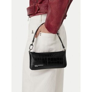 Torebka Karl Lagerfeld Jeans. Czarne torebki klasyczne Karl Lagerfeld Jeans, bez wzorów, z jeansu, bez dodatków. Za 429,99 zł.