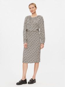 Tommy Hilfiger Sukienka codzienna WW0WW41020 Beżowy Regular Fit. Brązowe kombinezony TOMMY HILFIGER, na co dzień, bez wzorów, z wiskozy, bez kołnierzyka, bez ramiączek, proste. Za 659,99 zł.