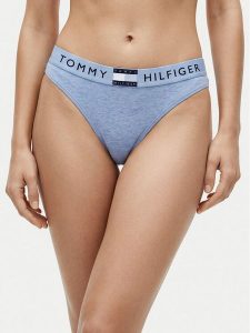 Tommy Hilfiger Stringi UW0UW06039 Niebieski jasny. Niebieskie stringi TOMMY HILFIGER, bez wzorów, z bawełny. Za 89,99 zł.