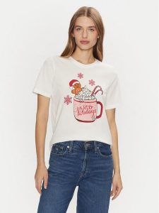 ONLY T-Shirt Rosie 15332339 Biały Regular Fit. Białe t-shirty ONLY, m, bez wzorów, z bawełny, bez kołnierzyka, bez ramiączek. Za 69,99 zł.