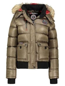 Geographical Norway Kurtka zimowa "Bugs" w kolorze khaki rozmiar: M. Brązowe kurtki Geographical Norway, na zimę, m, bez wzorów, prążkowane, bez kaptura. Za 291,51 zł.