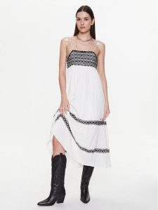 Pepe Jeans Sukienka codzienna Ariel PL953230 Écru Regular Fit. Sukienki Pepe Jeans, na co dzień, l, bez wzorów, z bawełny, bez kołnierzyka, bez ramiączek, proste. Za 519,99 zł.
