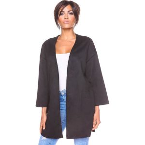 Kardigan w kolorze czarnym. Długie swetry marki Saint Germain Paris. W wyprzedaży za 148,95 zł.