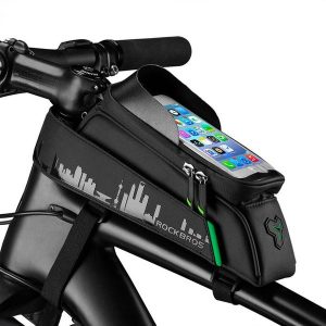 Sakwa rowerowa Rockbros na ramę. Czarne torebki klasyczne ROCKBROS, bez wzorów, bez dodatków. W wyprzedaży za 75,00 zł.
