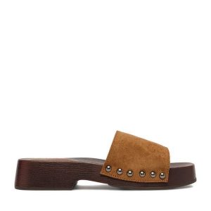 Klapki JENNY. Brązowe klapki Jenny, bez wzorów, bez obcasa. Za 119,99 zł.