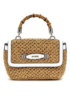 Guess Torebka w kolorze beżowym - 27 x 13 x 6 cm rozmiar: onesize. Brązowe torebki klasyczne Guess, z aplikacjami, z materiału, przez ramię, bez dodatków. Za 408,49 zł.