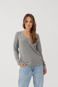 BLUZKA KLARA SZARA L - Flawless. Szare bluzki Flawless, l, bez wzorów, z bawełny, eleganckie, bez kołnierzyka, bez ramiączek. Za 126,00 zł.