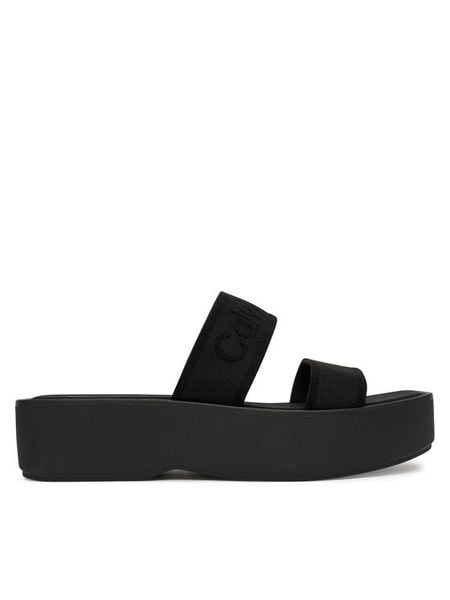 Calvin Klein Klapki Flatform Sndl Webbing HW0HW02878 Czarny. Czarne klapki Calvin Klein, bez wzorów, z materiału, bez obcasa. Za 329,99 zł.