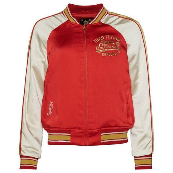 Kurtka turystyczna damska Superdry CNY Suikajan. Czerwone kurtki Superdry, bez wzorów, z poliesteru, bez kaptura. W wyprzedaży za 521,00 zł.