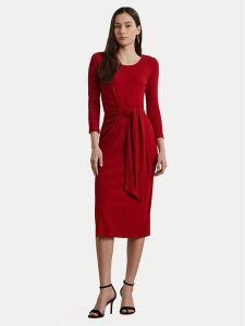 LAUREN RALPH LAUREN Sukienka codzienna 200973598002 Czerwony Slim Fit. Czerwone sukienki Lauren Ralph Lauren, na co dzień, xl, bez wzorów, z bawełny, bez kołnierzyka, bez ramiączek, proste. Za 629,99 zł.