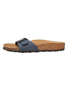 Birkenstock Klapki "Madrid" w kolorze granatowym rozmiar: 38. Niebieskie klapki Birkenstock, bez wzorów, z otwartym noskiem, bez obcasa. Za 231,45 zł.
