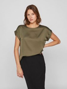 Vila Koszulka w kolorze khaki rozmiar: 38. Brązowe bluzki Vila, bez wzorów, bez kołnierzyka, bez ramiączek. Za 79,45 zł.
