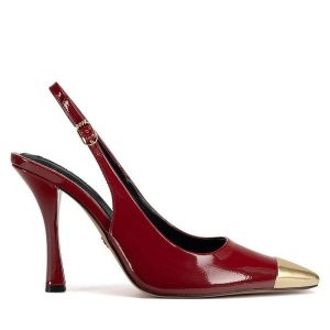 Szpilki Nine West. Czerwone szpilki Nine West, bez wzorów, bez obcasa. Za 199,99 zł.