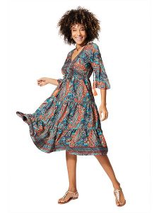 Aller Simplement Sukienka w kolorze niebiesko-czerwonym rozmiar: 34/36. Niebieskie sukienki Aller Simplement, bez wzorów, z wiskozy, bez kołnierzyka, bez ramiączek, midi. Za 57,06 zł.