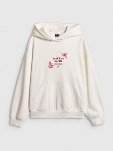 4F Bluza dresowa loose z kapturem damska - biała L. Białe bluzy 4f, l, bez wzorów, z bawełny, z kapturem. Za 189,99 zł.